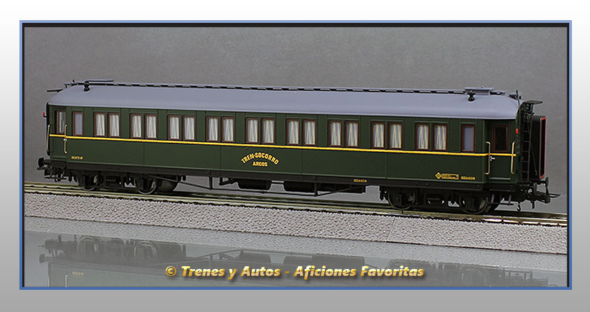 Coche pasajeros verderón tren socorro "Arcos" SSA-600 - Renfe