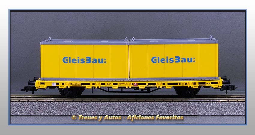 Vagón plataforma Tipo Kls contenedores obras"GleisBau" - DB