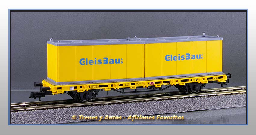 Vagón plataforma Tipo Kls contenedores obras"GleisBau" - DB