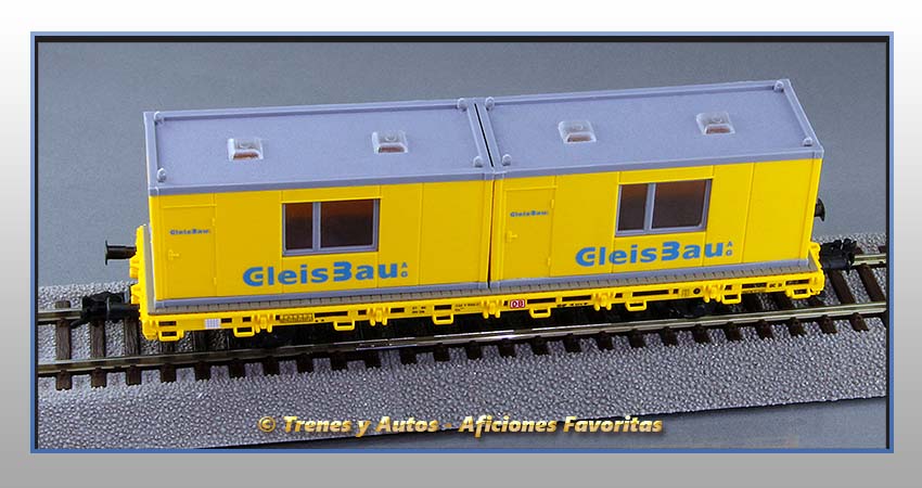Vagón plataforma Tipo Kls contenedores obras"GleisBau" - DB