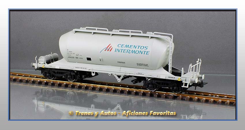 Vagón tolva cemento Tipo Uackks "Cementos Intermonte" - Renfe