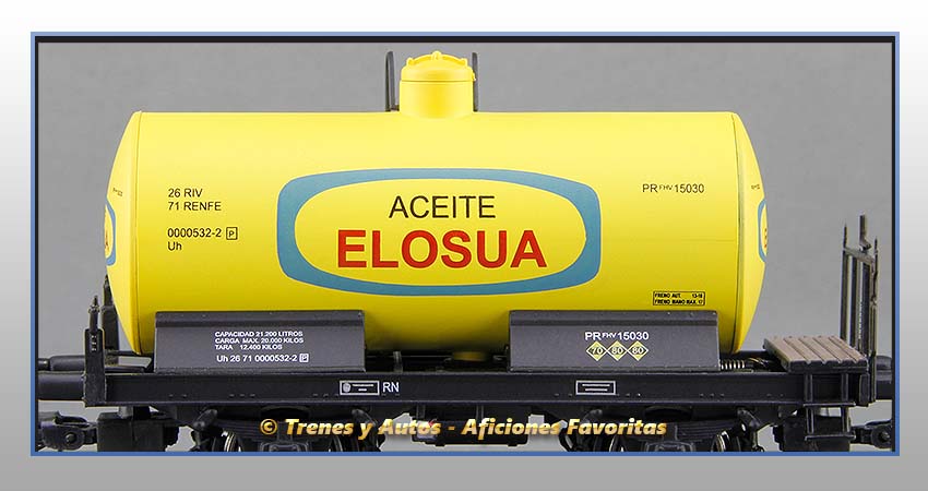 Vagón cisterna unificada balconcillo Tipo Uh "Aceite Elosúa" - Renfe