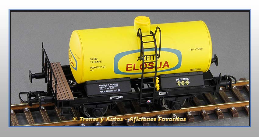 Vagón cisterna unificada balconcillo Tipo Uh "Aceite Elosúa" - Renfe