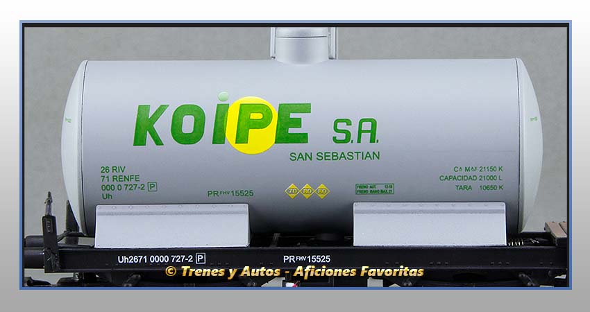 Vagón cisterna unificada balconcillo Tipo Uh "Koipe SA" - Renfe