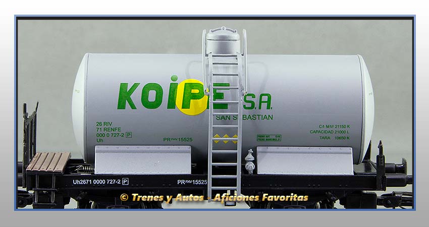 Vagón cisterna unificada balconcillo Tipo Uh "Koipe SA" - Renfe