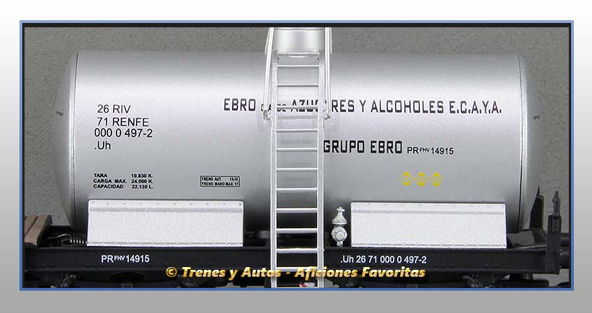Vagón cisterna unificada balconcillo Tipo Uh "Grupo Ebro" - Renfe