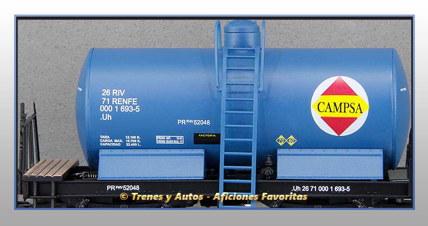 Vagón cisterna unificada balconcillo Tipo Uh "Campsa" - Renfe