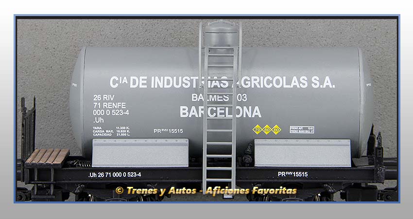 Vagón cisterna unificada balconcillo Tipo Uh "Industrias Agrícolas" - Renfe