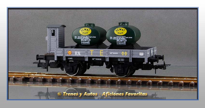 Vagones plataforma balconcillo/garita depósitos líquidos "TE803-804"-Renfe