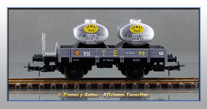 Vagones plataforma balconcillo/garita depósitos líquidos "TE803-804"-Renfe