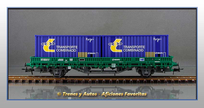 WAGON PLAT Type KS , 2 containers "RENFE" ELECTROTREN -1569- Ep.V -1/87