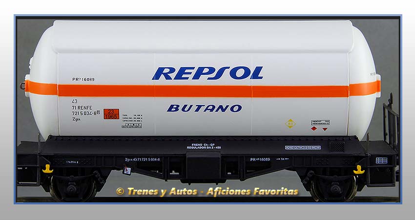 Vagón cisterna gases licuados Tipo PR Zgkk "Repsol-Butano" - Renfe