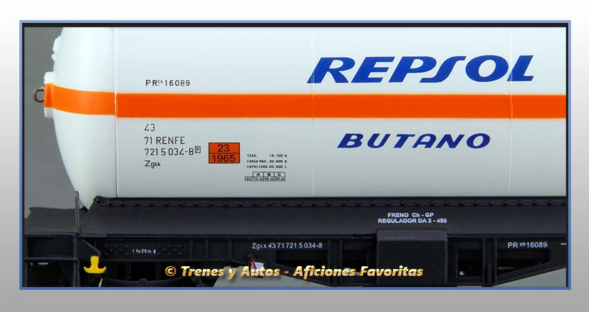 Vagón cisterna gases licuados Tipo PR Zgkk "Repsol-Butano" - Renfe