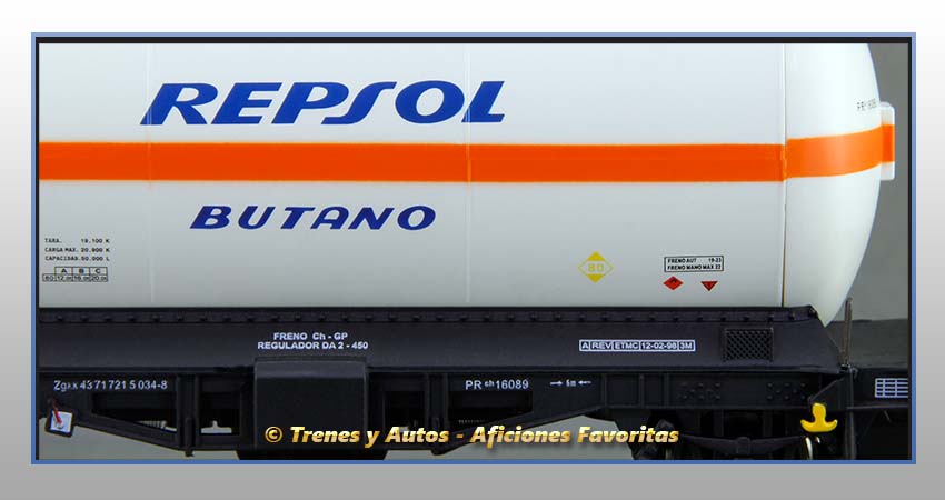 Vagón cisterna gases licuados Tipo PR Zgkk "Repsol-Butano" - Renfe