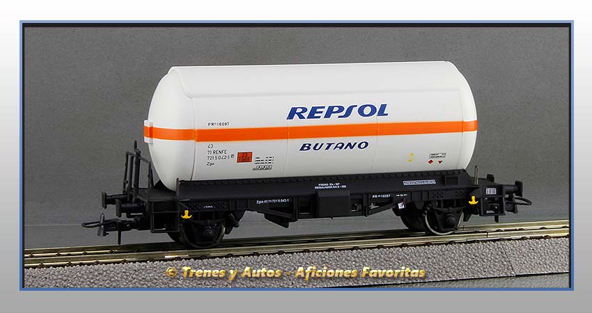 Vagón cisterna gases licuados Tipo PR Zgkk "Repsol-Butano" - Renfe