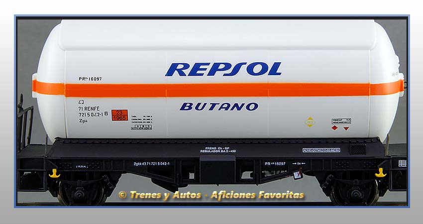 Vagón cisterna gases licuados Tipo PR Zgkk "Repsol-Butano" - Renfe