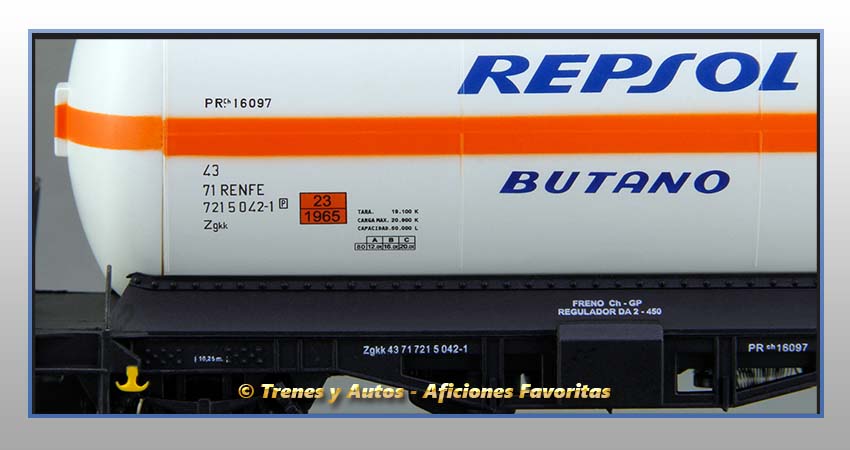 Vagón cisterna gases licuados Tipo PR Zgkk "Repsol-Butano" - Renfe
