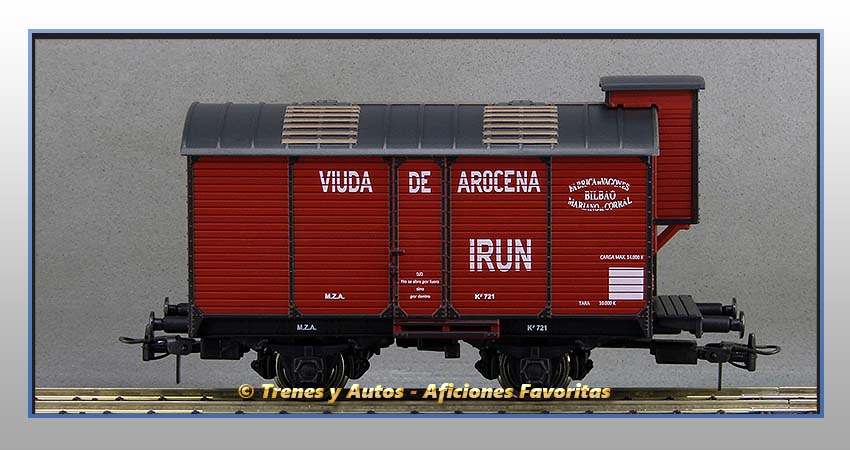 Vagón foudre transporte vino con garita "Viuda de Arocena" - M.Z.A.