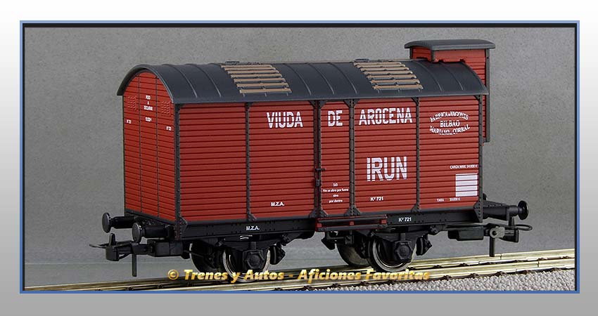 Vagón foudre transporte vino con garita "Viuda de Arocena" - M.Z.A.