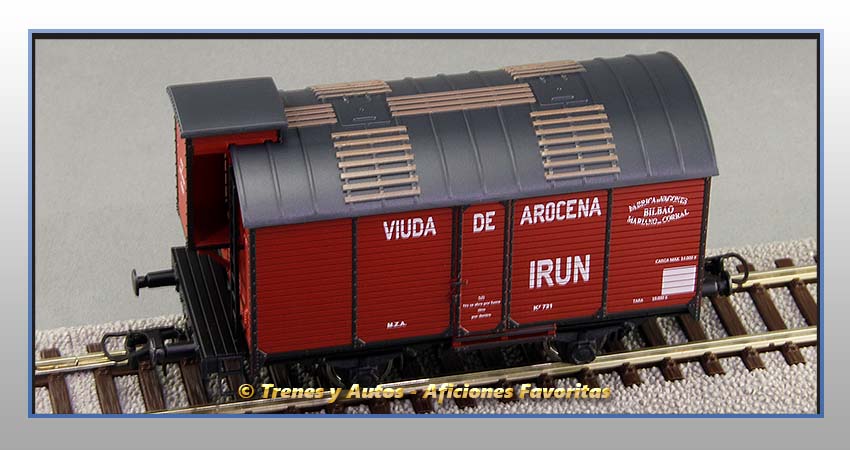 Vagón foudre transporte vino con garita "Viuda de Arocena" - M.Z.A.