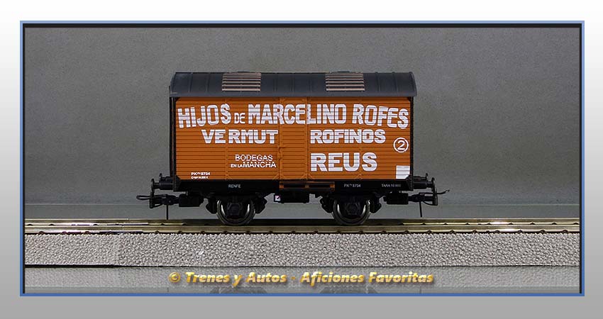 Vagón transporte vino foudre "Vermut Rofinos" - Renfe