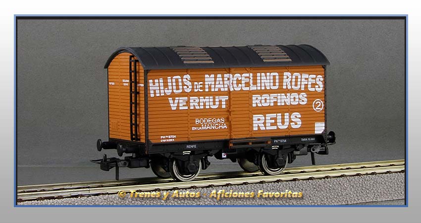 Vagón transporte vino foudre "Vermut Rofinos" - Renfe