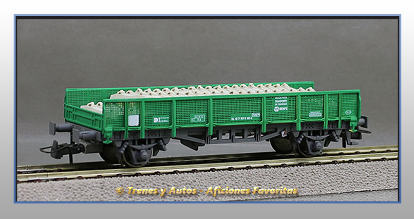 Vagón plataforma transporte traviesas Tipo 30000 - Renfe