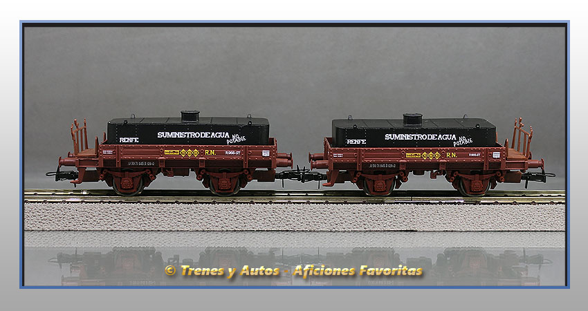 Set vagones plataforma unificado con aljibe - Renfe