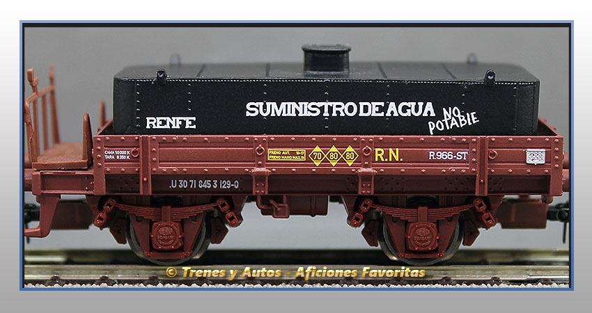 Vagón plataforma unificado con aljibe R.966-ST - Renfe