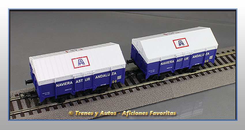 Set 2 vagones cubiertos PX "Naviera Astur Andaluza" - Renfe