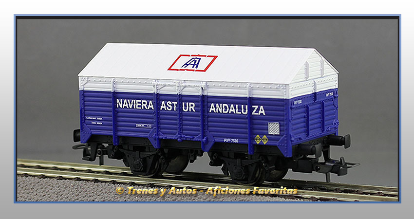 Vagón cubierto PX "Naviera Astur Andaluza"  7530 - Renfe