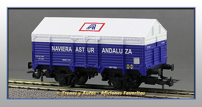 Vagón cubierto PX "Naviera Astur Andaluza"  7536 - Renfe