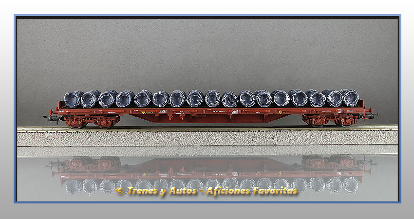 Vagón plataforma MMQ rollos alambre - Renfe