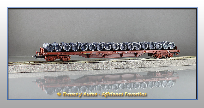 Vagón plataforma MMQ rollos alambre - Renfe