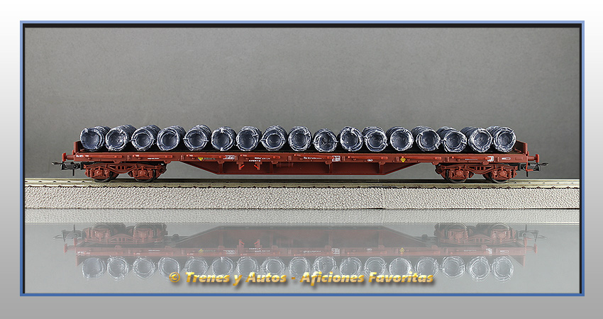 Vagón plataforma MMQ rollos alambre - Renfe